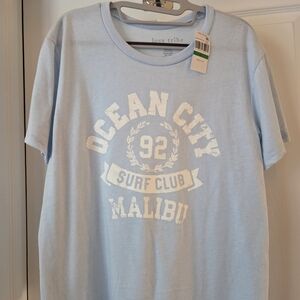 NWT Love Tribe Malibu Surf Club Tee - Light Blue